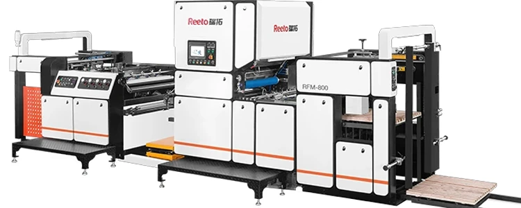 Reeto RFM-800 Vertical Fully Automatic Laminator Integrated In Packaging Line, High Speed Pre-coating Film Laminating Machine For Carton Post-press Packaging Processing